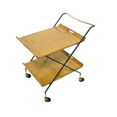 Vintage Mid-Century Modern Cocktail Serving Cart w/ Removable Trays