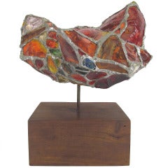 Retro Jewel-Like Abstract Glass Sculpture by William Mason d. 1970