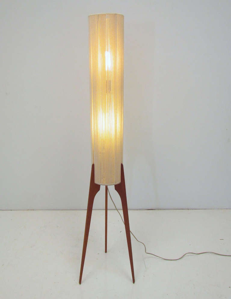 Mid-Century Modern Danish Teak Tripod Floor Lamp ca. 1960s.