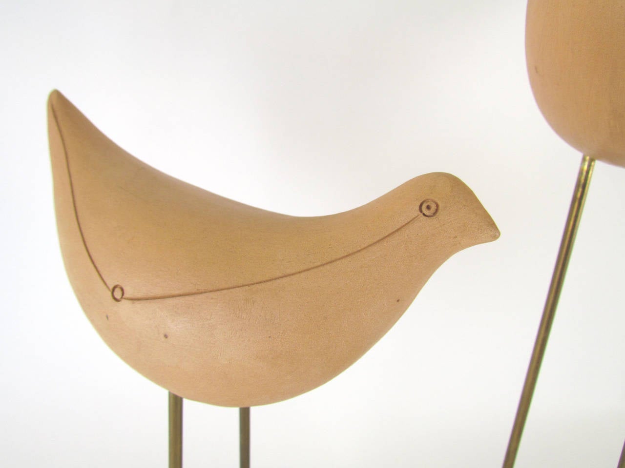 Pair of Birds on Brass Stands by Aldo Londi for Bitossi 1