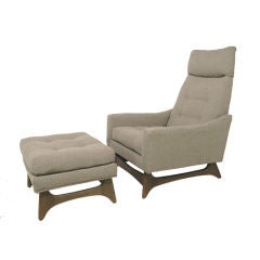 High Back Lounge Chair w/ Ottoman by Adrian Pearsall, ca. 1960s