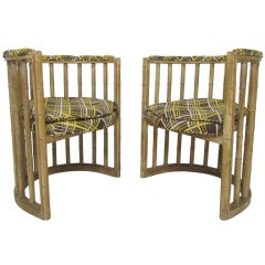 Pair of Regency Cerused Oak Lounge Chairs ca. 1950s