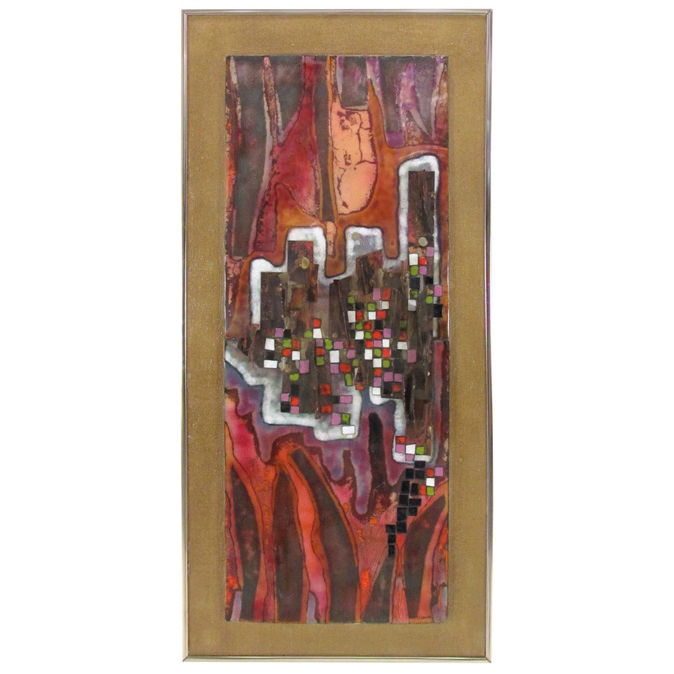Abstract Expressionist Enamel on Copper Painting by Judith Daner, ca. 1970s