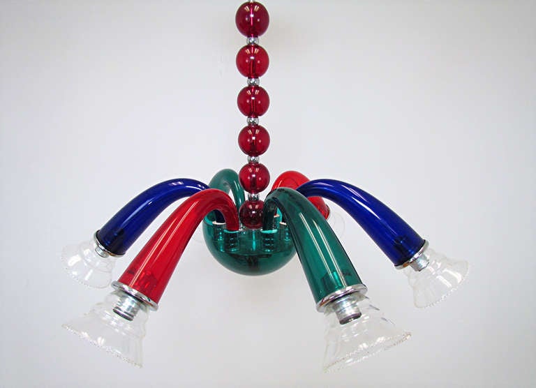 International Style Six Arm Italian Glass Chandelier, Giuseppe Righetto for Artemides