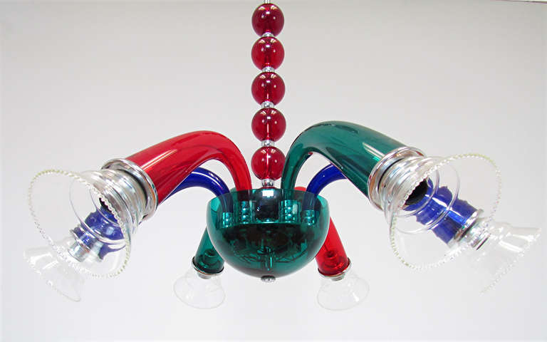 Six Arm Italian Glass Chandelier, Giuseppe Righetto for Artemides 1