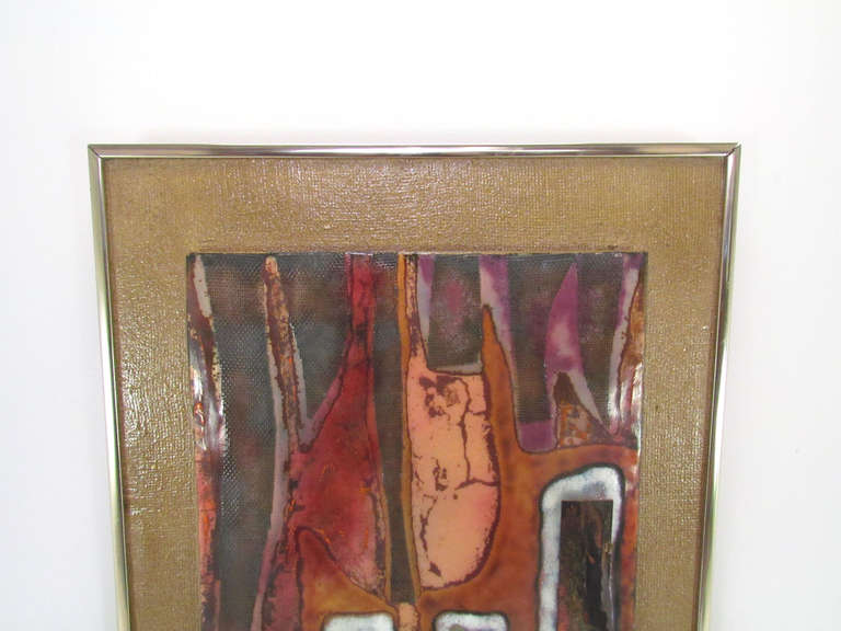 Abstract Expressionist Enamel on Copper Painting by Judith Daner, ca. 1970s In Excellent Condition In Peabody, MA