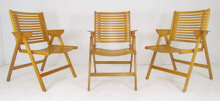 Set of Three Original Folding Rex Chairs by Niko Krajl ca. 1960s