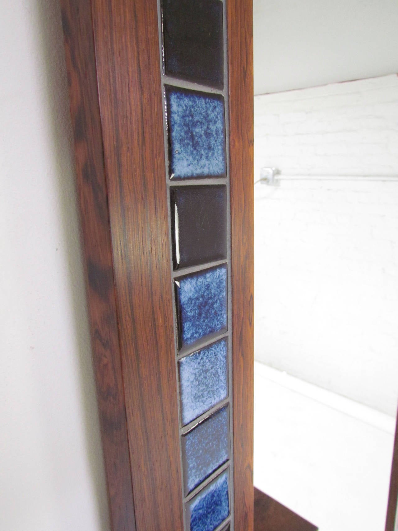 Danish Rosewood Low Chest and Tiled Mirror 2