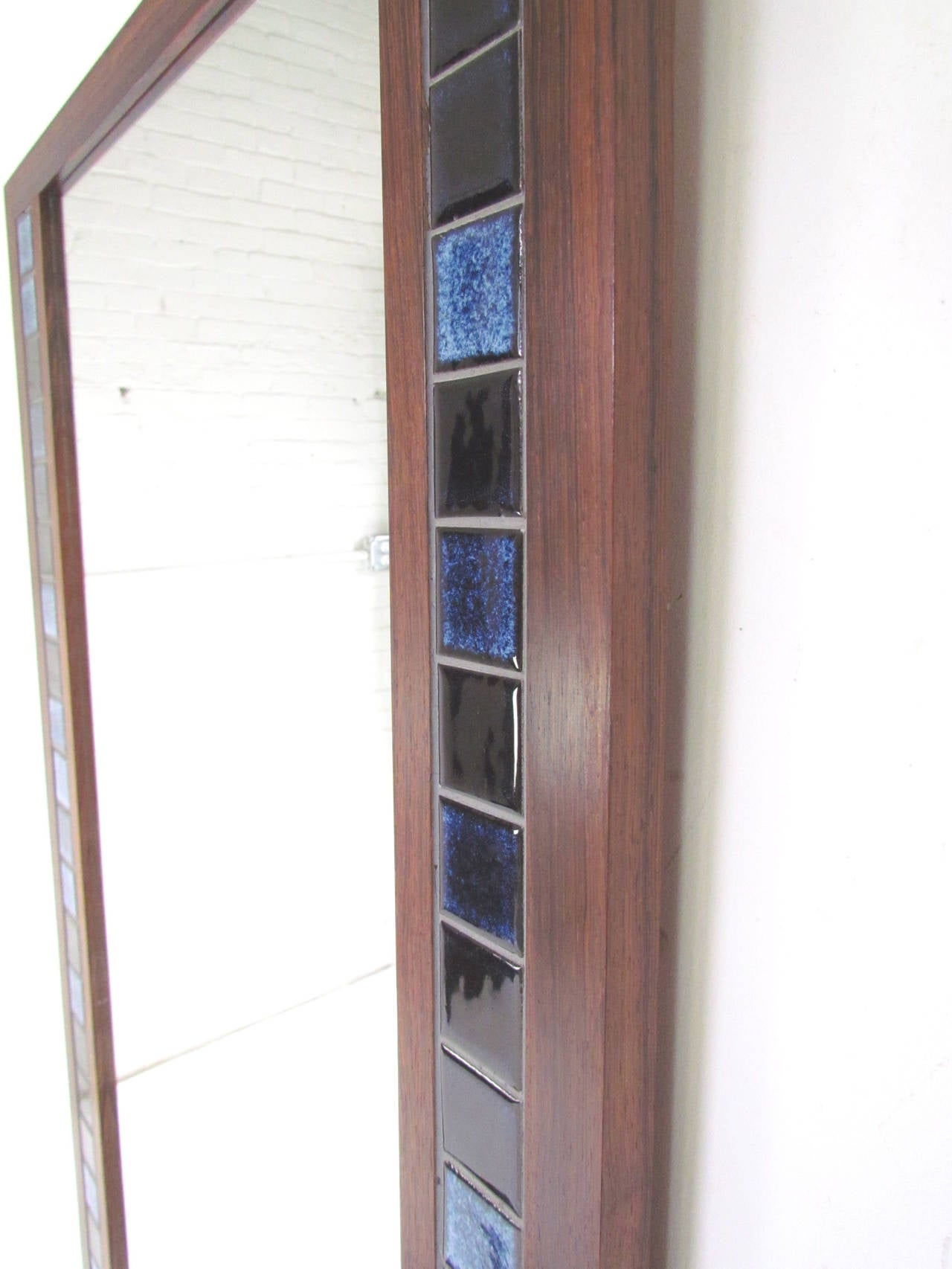 Danish Rosewood Low Chest and Tiled Mirror 3