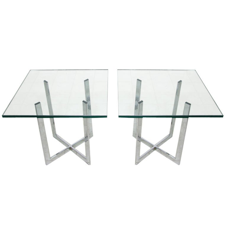 Pair of X-Form Chrome Side Tables ca. 1970s at 1stDibs