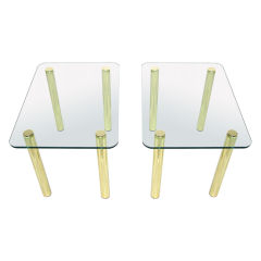 Pair of Italian Side Tables with Brass Legs by Marco Zanuso
