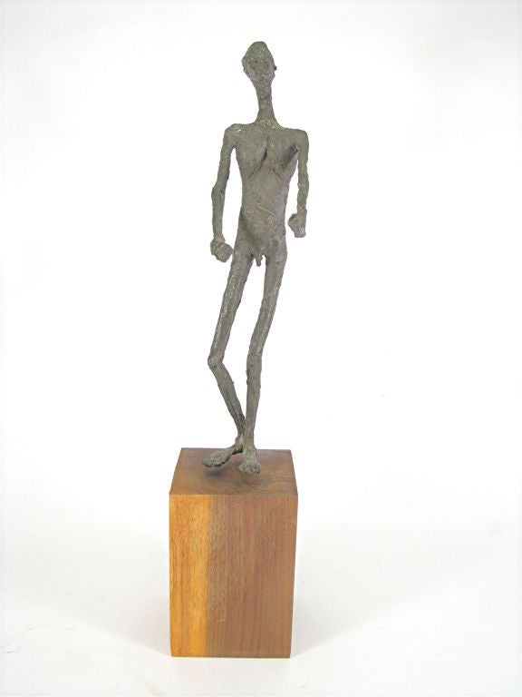 Modernist Figural Male Nude Sculpture in Bronze ca. 1960s