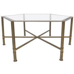 Brass Hexagonal Coffee Table by Mastercraft, Made in Italy