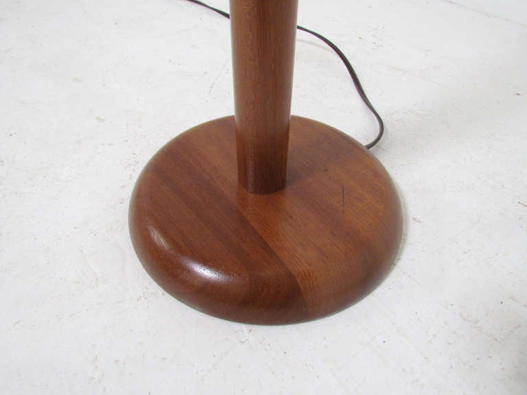 Scandinavian Modern Danish Modern Teak Floor Lamp with Jute Cord Shade ca. 1960s