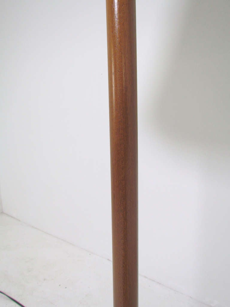 Danish Modern Teak Floor Lamp with Jute Cord Shade ca. 1960s In Excellent Condition In Peabody, MA