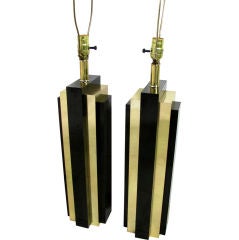 Pair of Deco Inspired Skyscraper Table Lamps ca. 1970s