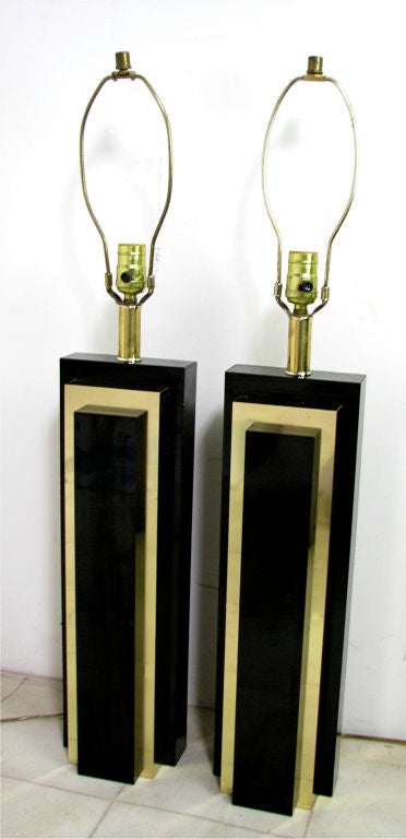 American Pair of Deco Inspired Skyscraper Table Lamps ca. 1970s