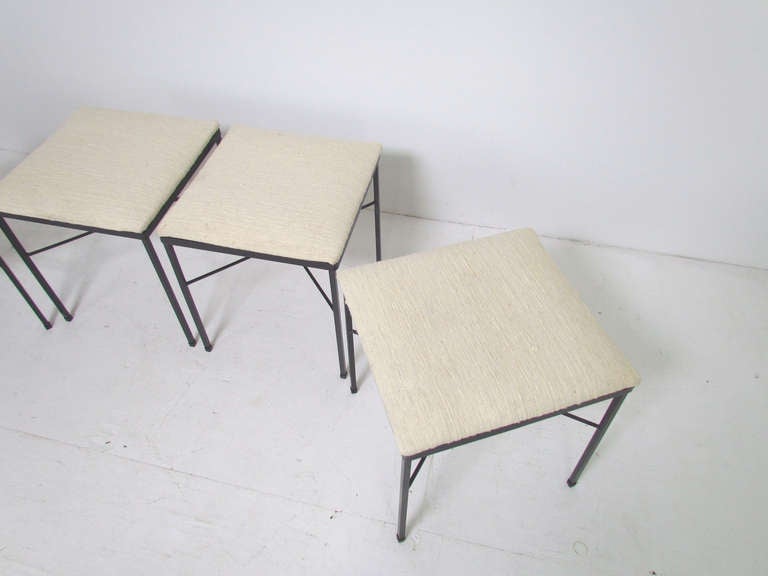 Mid-20th Century Set of Four X-Base Stools in the Manner of Paul McCobb