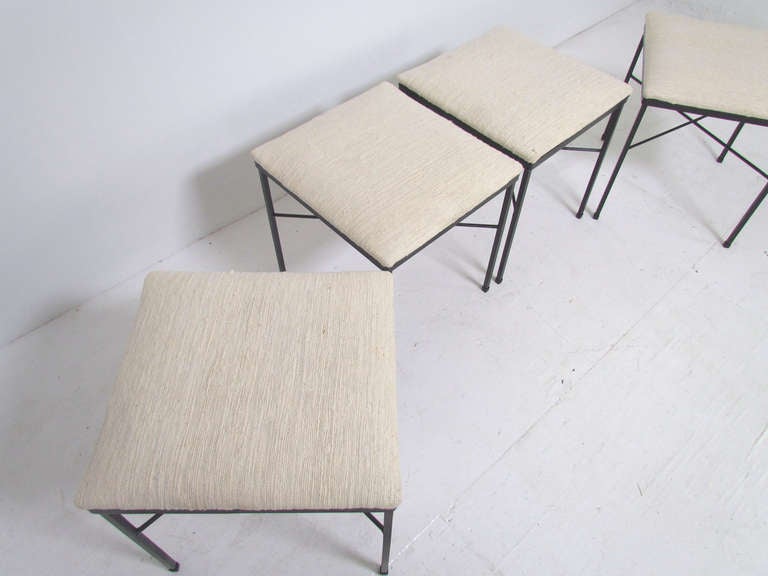 Steel Set of Four X-Base Stools in the Manner of Paul McCobb