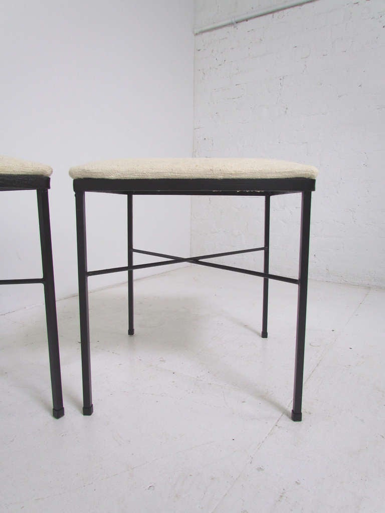 American Set of Four X-Base Stools in the Manner of Paul McCobb