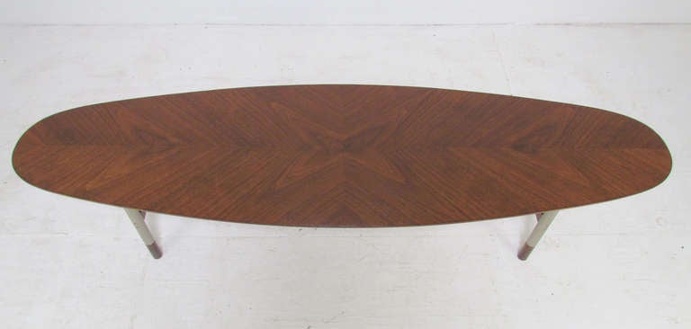 Danish Surfboard Coffee Table in Teak and Rosewood attributed to Arne Vodder