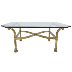 Hollywood Regency Italian Brass Scroll Coffee Table 12