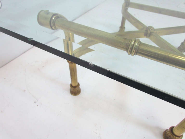 Hollywood Regency Italian Brass Scroll Coffee Table 2