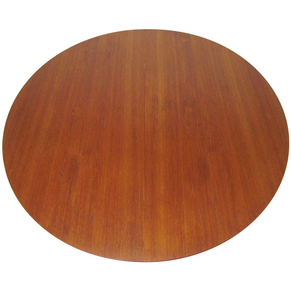 Danish Teak Large Round Expandable Dining Table by Ib Kofod-Larsen for Christensen & Larsen