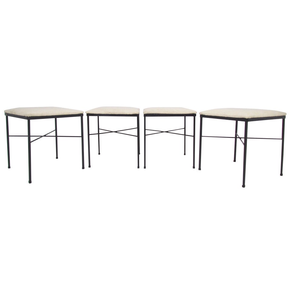 Set of Four X-Base Stools in the Manner of Paul McCobb