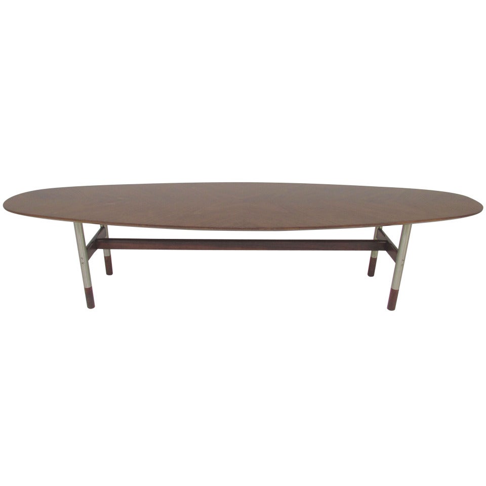 Surfboard Coffee Table in Teak and Rosewood attributed to Arne Vodder