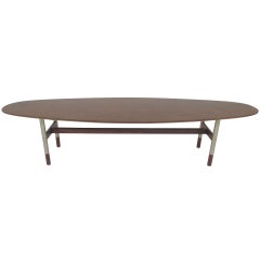 Surfboard Coffee Table in Teak and Rosewood attributed to Arne Vodder