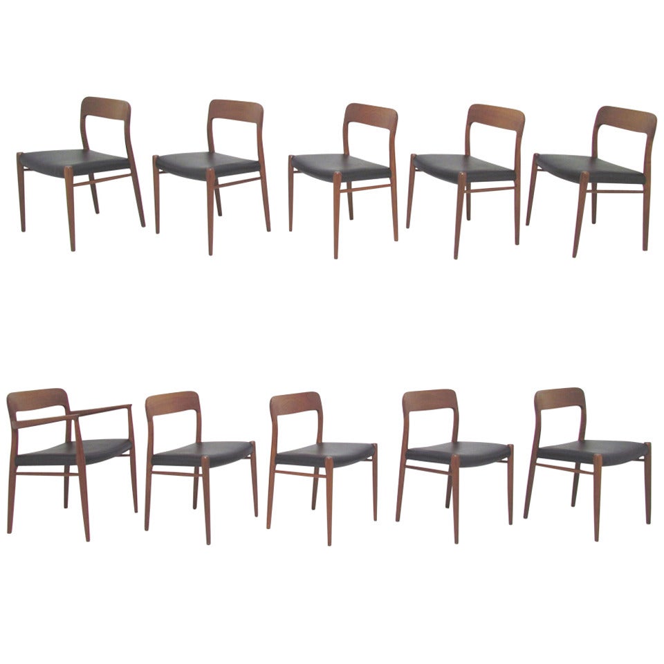 Set of Ten Teak Dining Chairs by Niels Moller for JL Moller, Circa 1960's