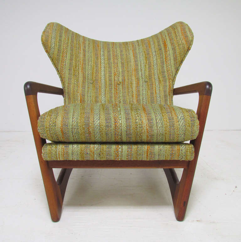 Sculptural Mid-Century Wing Back Lounge Arm Chair by Adrian Pearsall In Excellent Condition In Peabody, MA