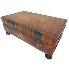 Italian Leather Book Form Table in manner of Maitland - Smith