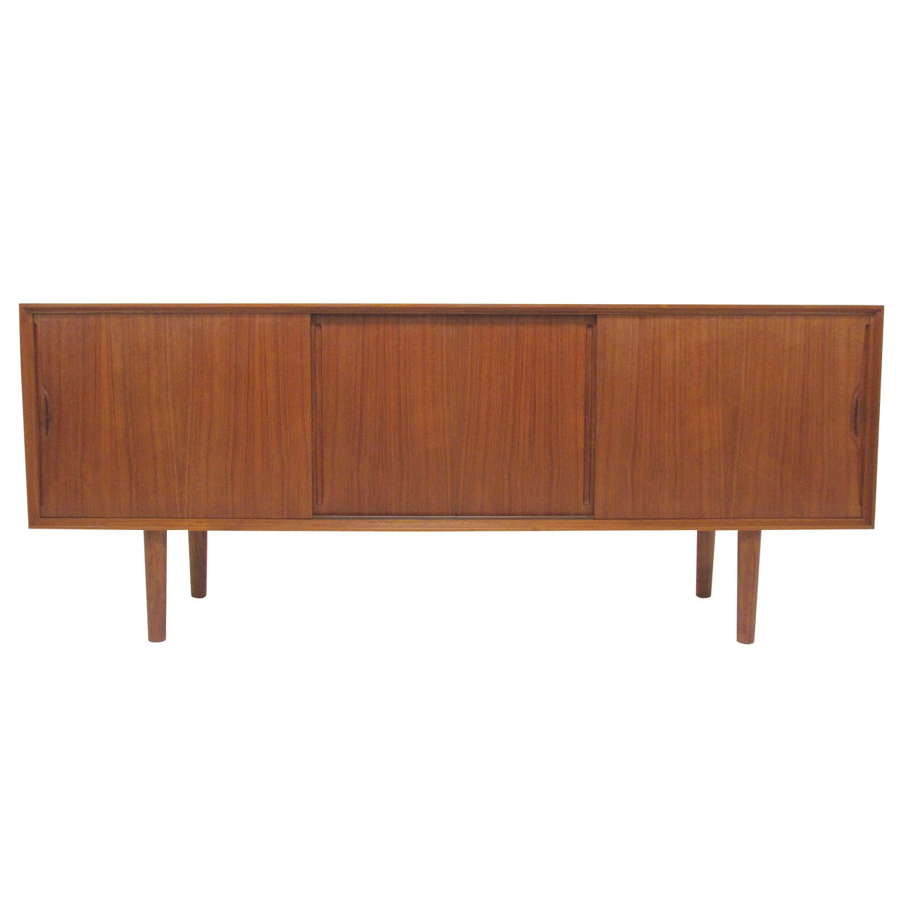 Low Danish Teak Credenza or Media Cabinet by Knud Nielsen, circa 1960s