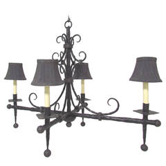 French Modernist Wrought Iron Chandelier 1