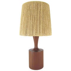 Danish Accent Table Lamp in Jute and Teak by Fog & Mørup