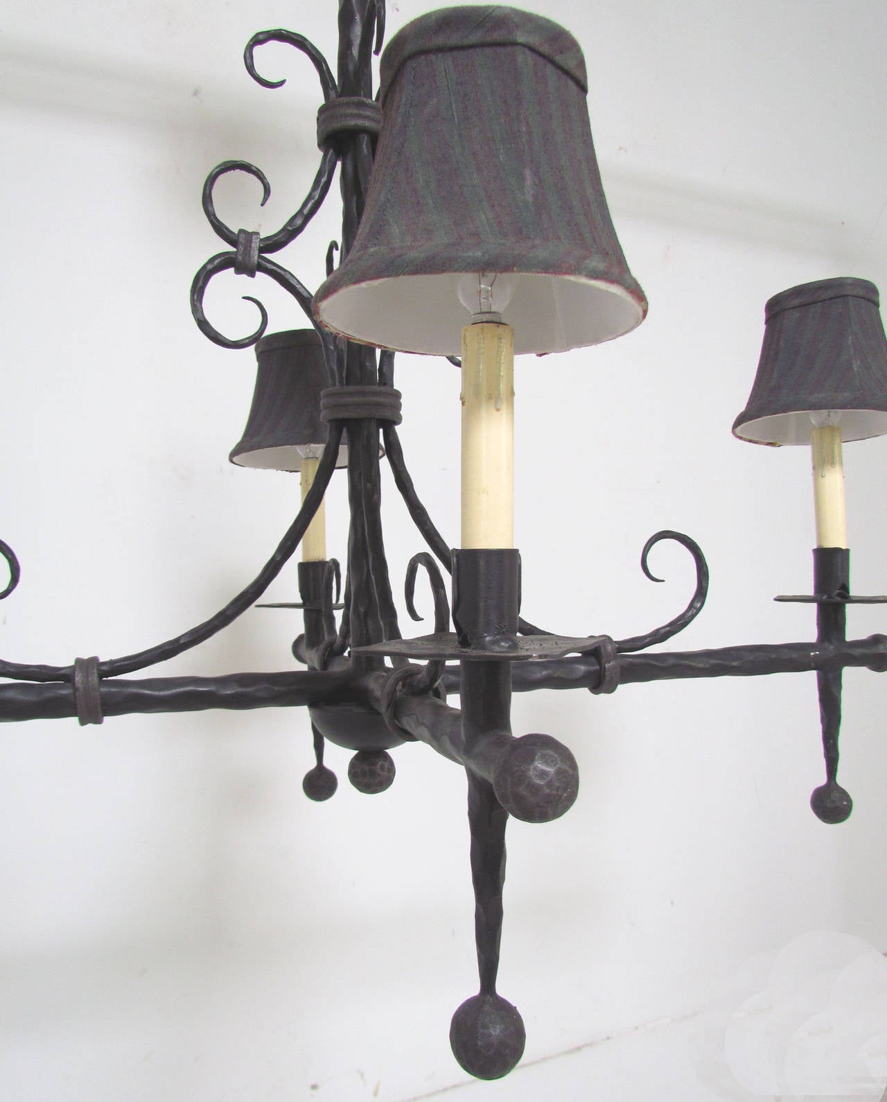 French Modernist Wrought Iron Chandelier 1