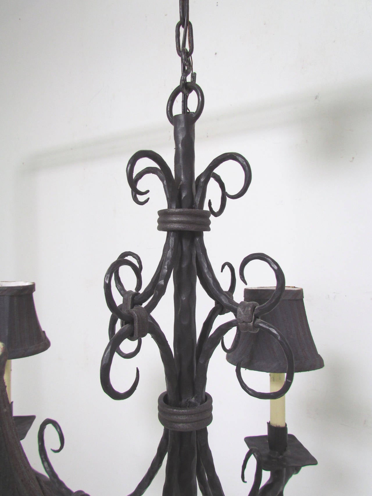 French Modernist Wrought Iron Chandelier 2