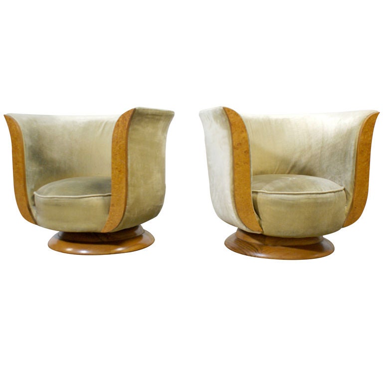 Pair of  French Art Deco Lounge Chairs ca. 1940s