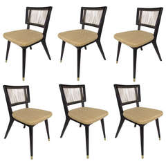 Set of Six String-Back Dining Chairs by John Keal for Brown-Saltman