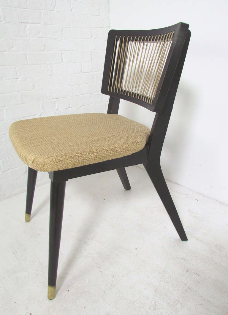 Set of Six String-Back Dining Chairs by John Keal for Brown-Saltman In Good Condition In Peabody, MA