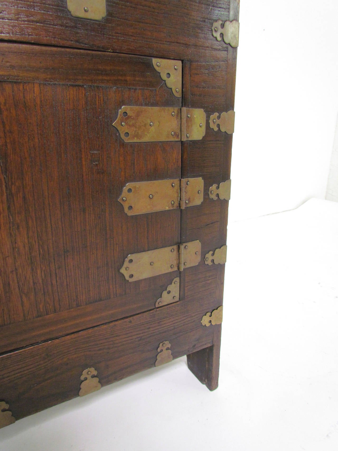 Antique 19th Century Korean Cabinet or Bandaji Chest with Brass Hardware 1