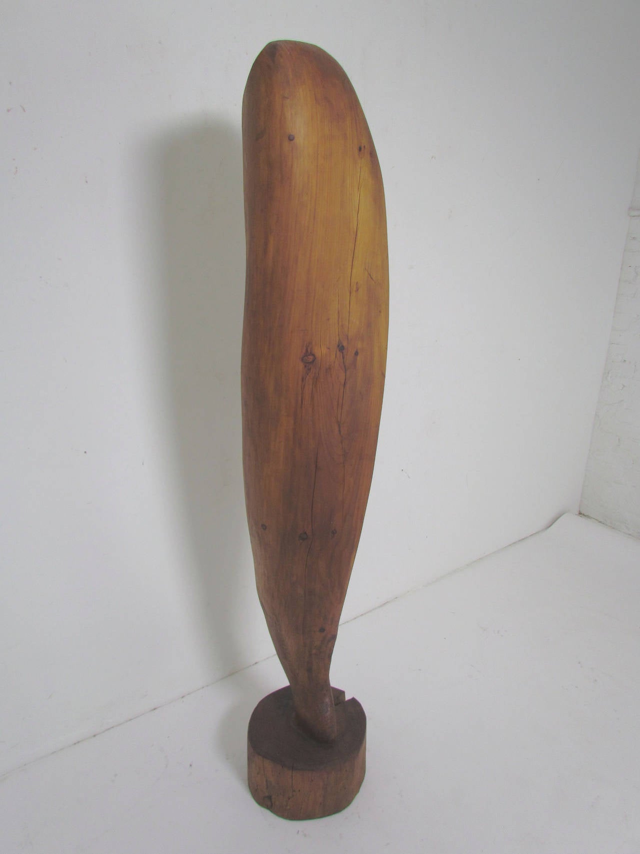 Late 20th Century Abstract Hand-Carved Wood Five Foot Floor Sculpture by F. Neal Eddy, Dated 1979