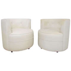 Pair of Barrel Form Swivel Lounge Chairs ca. 1960s