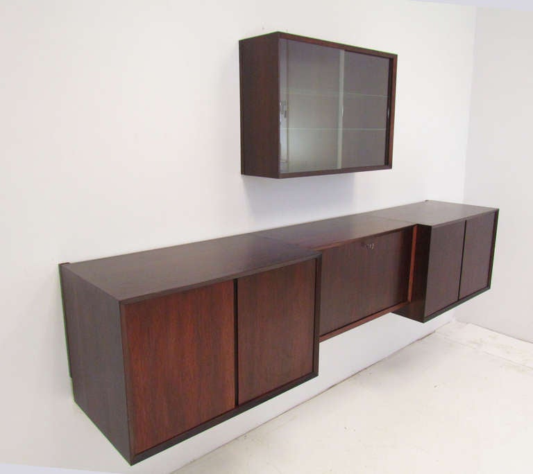 Mid-Century Modern Danish Rosewood Wall Mounted Cabinets by Cado ca. 1960s