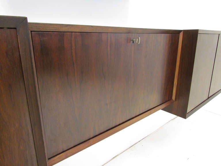 Mid-20th Century Danish Rosewood Wall Mounted Cabinets by Cado ca. 1960s