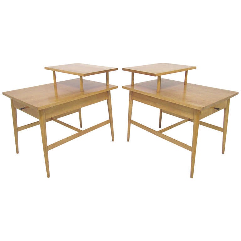 Pair of Two-Tiered Planner Group Side Tables by Paul McCobb