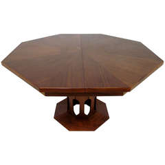 Inlaid Walnut Mid-Century Dining Table with Three Leaves by Harvey Probber