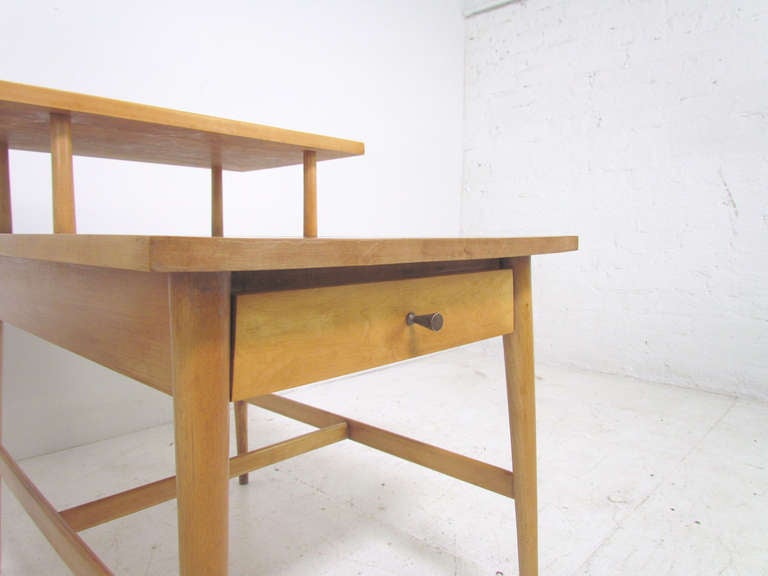 Maple Pair of Two-Tiered Planner Group Side Tables by Paul McCobb